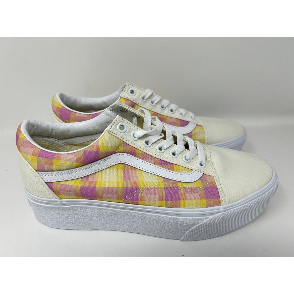 VANS Old Skool Platform Shoes Plaid Multicolor Canvas Sneakers Womens Sz 10 New